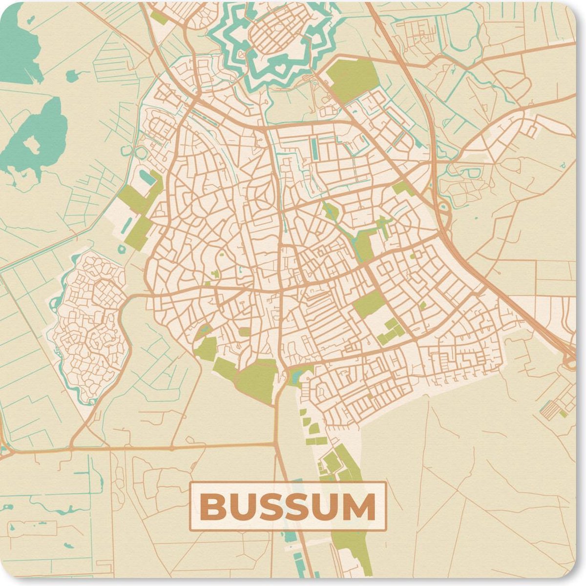 Muismat 30x30 cm - Mousepad Kaart - Bussum - Vintage - Muismatten