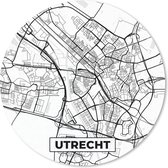 Muismat - Mousepad - Rond - Kaart - Utrecht - Zwart - Wit  - 30x30 cm - Ronde muismat