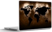 Laptop sticker - 14 inch - Wereldkaart - Zwart - Bruin - 32x5x23x5cm - Laptopstickers - Laptop skin - Cover