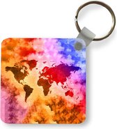 Sleutelhanger - Uitdeelcadeautjes - Wereldkaart - Kleuren - Rook - Plastic