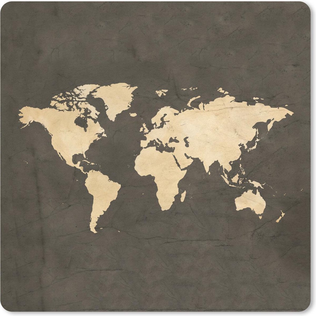 Muismat 20x20 cm - Mousepad Wereldkaart - Vintage - Kleuren - Muismatten