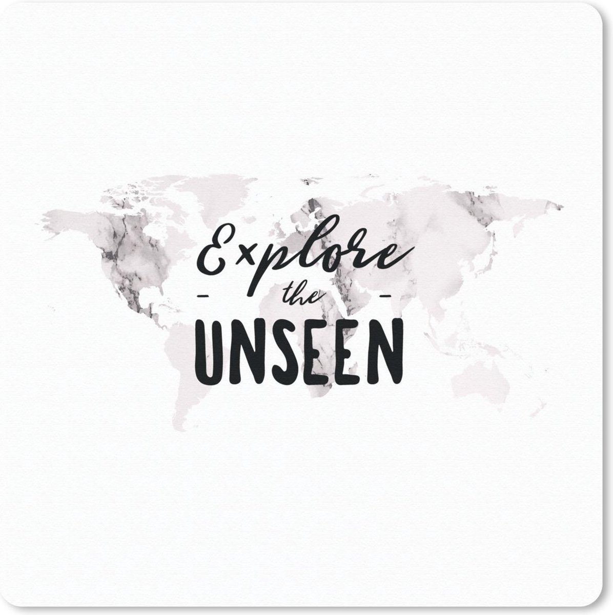 Muismat 20x20 cm - Mousepad Wereldkaart - Quote - Marmer print - Muismatten