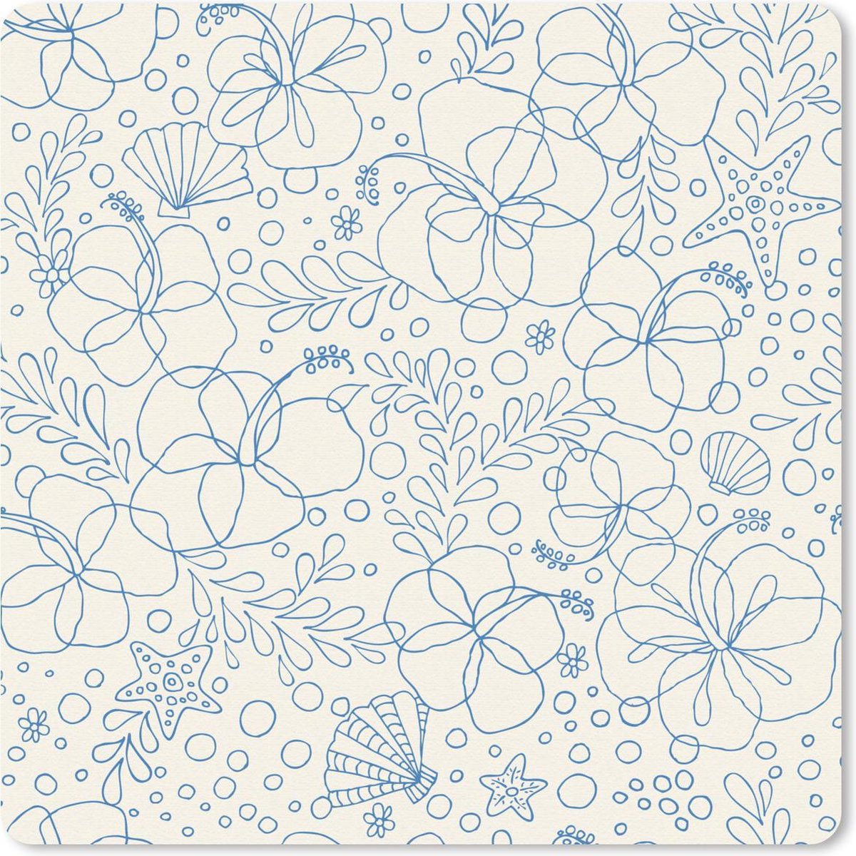 Muismat 30x30 cm - Mousepad Zomer - Bloemen - Blauw - Muismatten