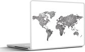 Laptop sticker - 10.1 inch - Wereldkaart - Vingerafdruk - Zwart - Wit - 25x18cm - Laptopstickers - Laptop skin - Cover