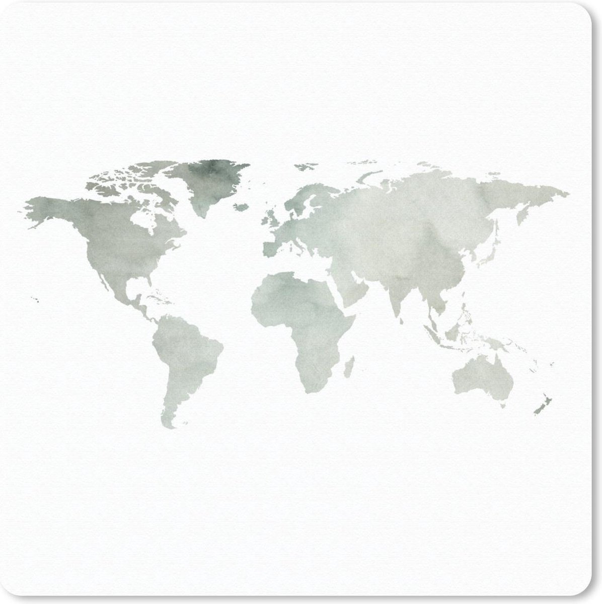 Muismat 30x30 cm - Mousepad Wereldkaart - Grijs - Simpel - Muismatten
