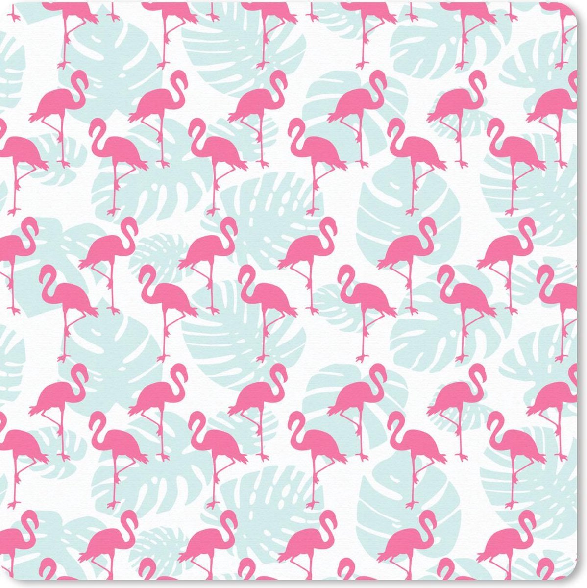 Muismat 30x30 cm - Mousepad Flamingo - Bladeren - Zomer - Muismatten
