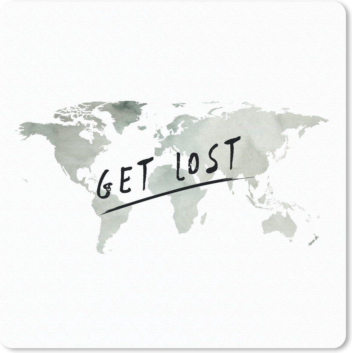 Muismat 30x30 cm - Mousepad Wereldkaart - Waterverf - Quote - Muismatten