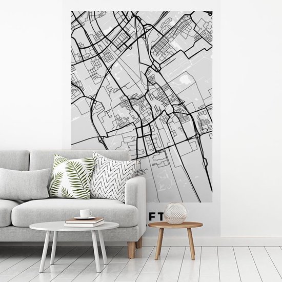 Plan de la ville - Delft - Grijs - Wit