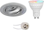 Mi-Light MiBoxer - LED Spot Set GU10 - Smart LED - Wifi LED - Slimme LED - 4W - RGB+CCT - Aanpasbare Kleur - Dimbaar - Prima Alpin Pro - Inbouw Rond - Mat Zilver - Kantelbaar Ø92mm