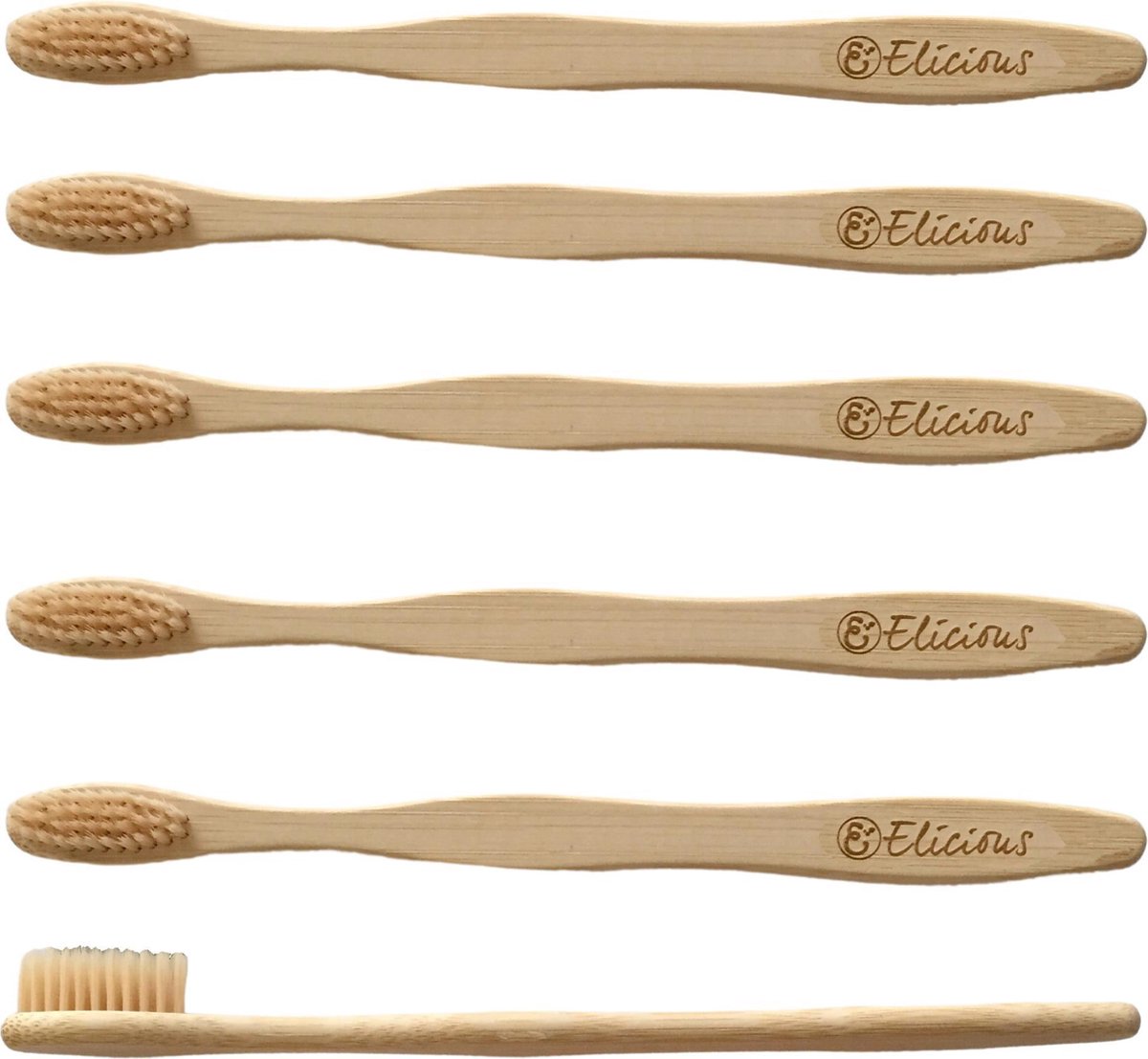 Elicious® - Tandenborstel - Bamboe - Duurzaam - Milieuvriendelijk - Set van 6