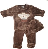 Knuffelzachte Velours Outfit 'Cheeky Monkey' | 3-delig | 3 mnd