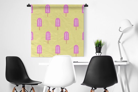 Tapisserie - Tapisserie - Glace - Motif - Jaune - Rose - 90x90 cm - Tapisserie