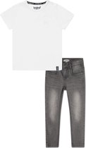 Koko Noko BIO Basics Set(2delig) Jeans NOX GREY en Shirt Wit - Maat 86/92
