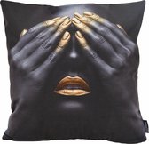 Gold Woman Kussenhoes | Katoen/Polyester | 45 x 45 cm | Zwart / Goud