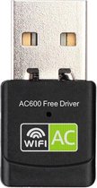 600Mbps USB Wifi Adapter - 2.4Ghz & 5Ghz - Plug & Play - Zwart