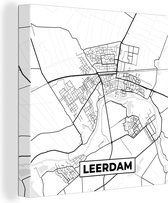 Peinture sur Toile Carte - Leerdam - Zwart - Wit - 90x90 cm - Décoration murale