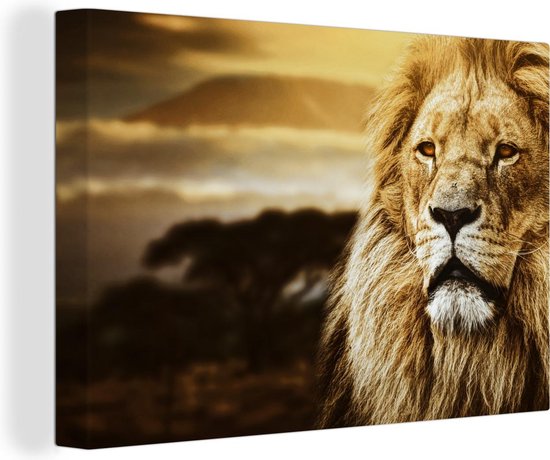 Canvas Schilderij Wild dier - Zonsondergang - Afrika - 60x40 cm - Wanddecoratie