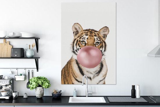 Peintures sur toile - Tigre - Animaux - Chewing-gum - 90x140 cm - Décoration murale
