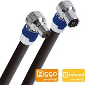 Hirschmann - KOKA-799 Coax aansluitkabel IEC 4G proof - 5m - Zwart - Ziggo & Telenet geschikt