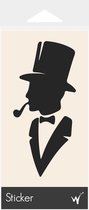 Heren Toilet Symbool Deursticker - Toilet Deursticker - Heren Toilet - Kantoor Decoratie - Gentleman - 4,5 x 10 cm - Zwart