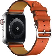 Apple Watch 42/44MM Leren Bandje - Leer - Horloge Bandje - Polsband - Kunstleer - Apple Watch 1 / 2 / 3 / 4 / 5 / 6 / SE - Oranje