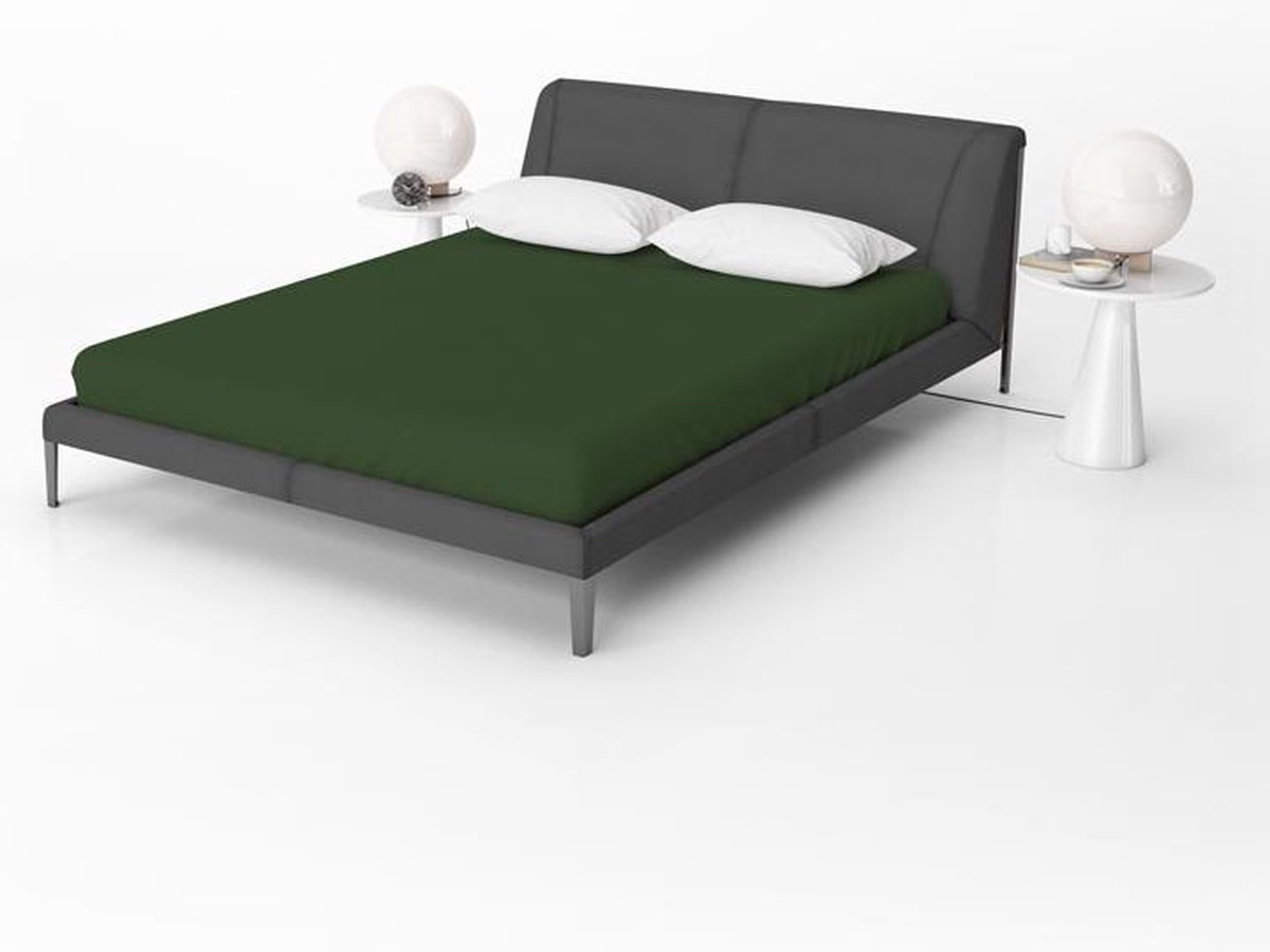 Beau Maison Jersey Hoeslaken Jungle Green - 200 x 200/220 cm - Waterbed / Boxspring