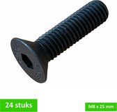 TQ4U verzonkenkop bout M8 x 25 mm - met binnenzeskant - inbus - zwart - 24 STUKS