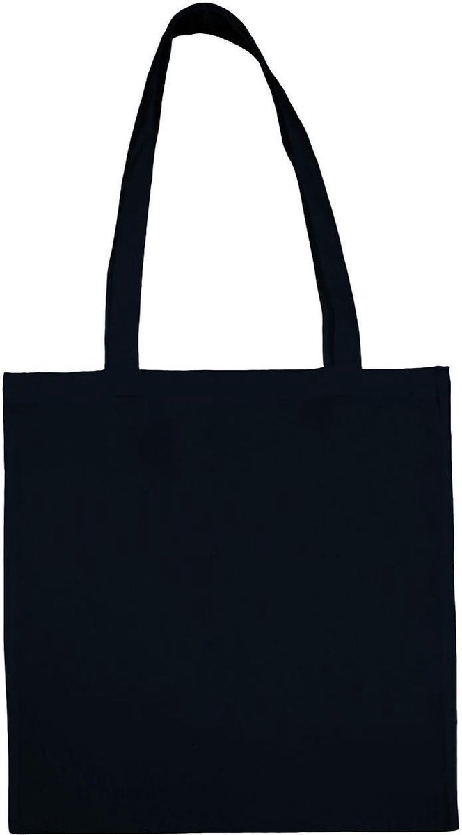 5 Katoenen tasjes zwart 38x42cm lange hengels
