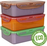 Lock&Lock ECO Vershoudbakjes set met deksel - Bewaardozen voedsel - Lunchbox - 1,6 liter - Duurzaam - Zero waste - 100% gerecycled plastic - Set van 3 stuks
