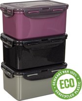Conteneurs frais Lock&Lock ECO | Boîtes de conservation alimentaire - 1,1 litre - Durable - Zéro déchet - 100% plastique recyclé - Set de 3 pièces