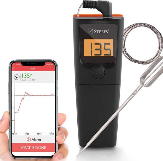 vleesthermometer - Met bluetooth & handige app - Geschikt voor bbq, | bol.com