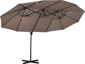 Nancy's Ensley Parasol - Marktparasol - Grote Parasol - Dubbele Parasol - Waterafstotend - Polyester - Bruin/Grijs - 460 x 270 x 250 cm