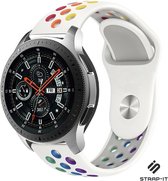 Siliconen Smartwatch bandje - Geschikt voor  Samsung Galaxy Watch sport band 45mm / 46mm - wit kleurrijk - Strap-it Horlogeband / Polsband / Armband