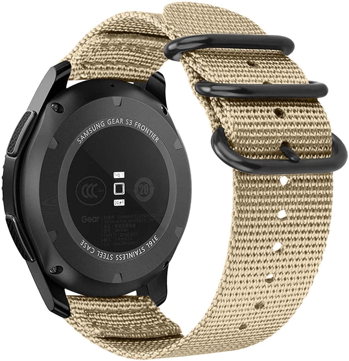 Strap-it Nylon gesp bandje - geschikt voor Garmin Vivoactive 4 45mm / Garmin Venu 2 - khaki