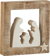 J-Line Kerststal Simple Mango Hout Wit/White Wash Large