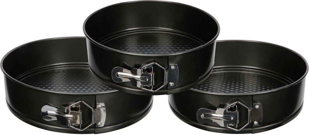 Ronde Springvormen Bakvorm Set - SET van 3 Stuks (Ø22 Ø24.5 Ø26cm) - Bakvormen Rond - Metaal - Cakevorm & Taartvorm – foto 2