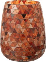 J-Line Windlicht Mozaiek Glas Oranje Medium Set van 2 stuks