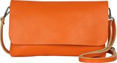 AmbraModa GLX11 - Sac à bandoulière, pochette, sac pour téléphone en cuir véritable avec bandoulière amovible et réglable, adapté aux téléphones portables et tablettes jusqu'à 7 pouces. Orange