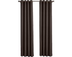 Larson - Luxe effen blackout gordijn - met ringen - 3m x 2.5m - Chocoladebruin