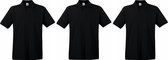 3-Pack Maat S - Zwarte poloshirts premium van katoen voor heren - katoen - 180 grams - polo t-shirts