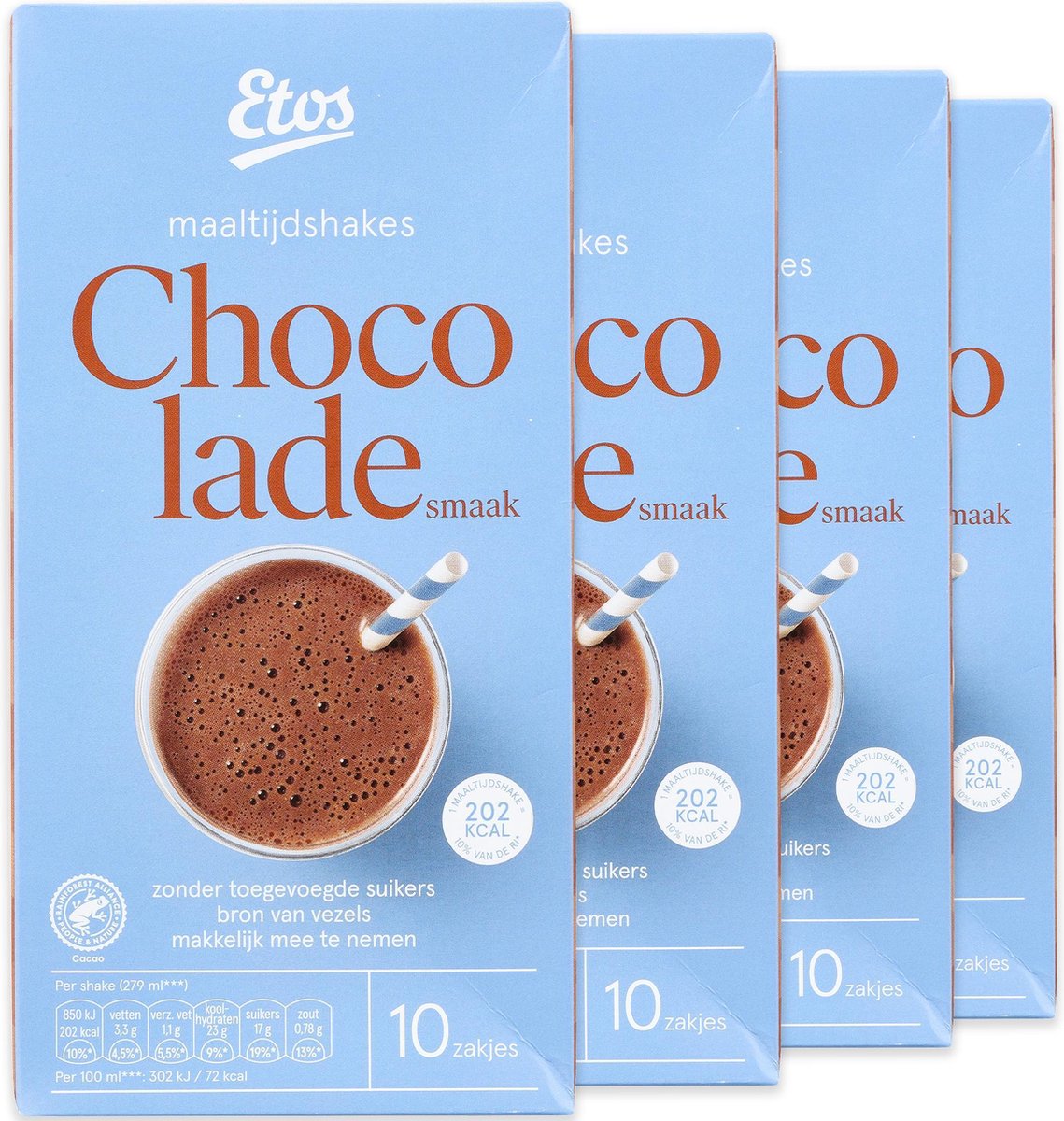 Etos Maaltijdshake Chocolade 40 sachets (4 x 10 sachets) | bol.com