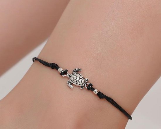 Touwtje armband met schildpad | zwart | bol.com