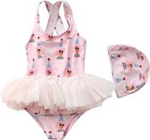 Badpak Meisjes met Tutu- Zwempak - Zwemkleding - Roze Clowns