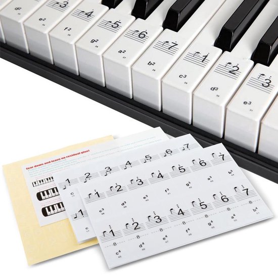 Áengus Piano/Keyboard Stickers – Transparante Verwijderbare Pianostickers voor 54, 61 en 88 toetsen