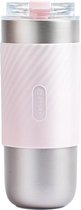 EQURA® Travel Tumbler - Reisbekers - 520 ML - Cherry Pink - Theefilter - RVS/Roze - Reisbeker