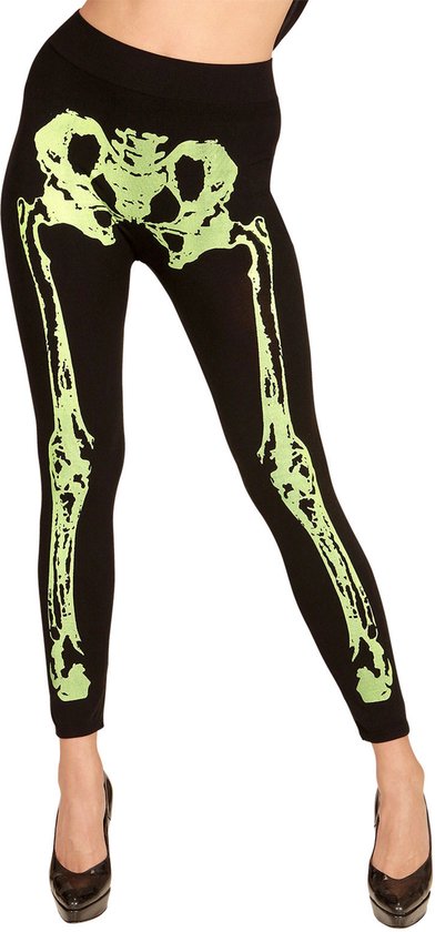 WIDMANN - Fluo groene skelet legging voor vrouwen - L / XL