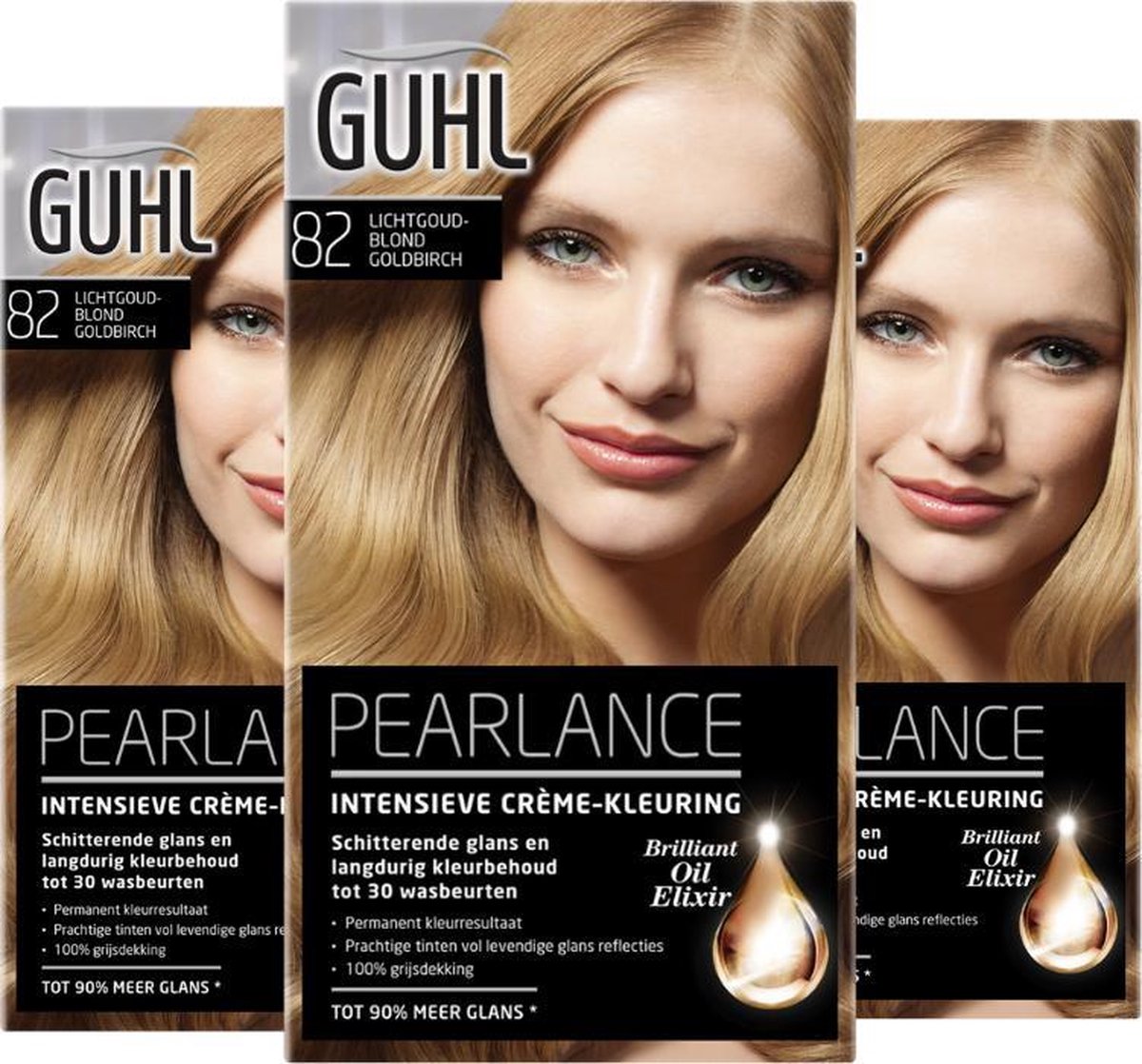 Likeur Gezicht omhoog Lot 3x Guhl Pearlance Intensieve Crème-Haarkleuring 82 Lichtgoudblond Goldbirch  | bol.com