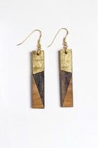 Handgemaakte oorbellen van luxe hout en bladgoud - Lenadore Aventuras Mix Dark