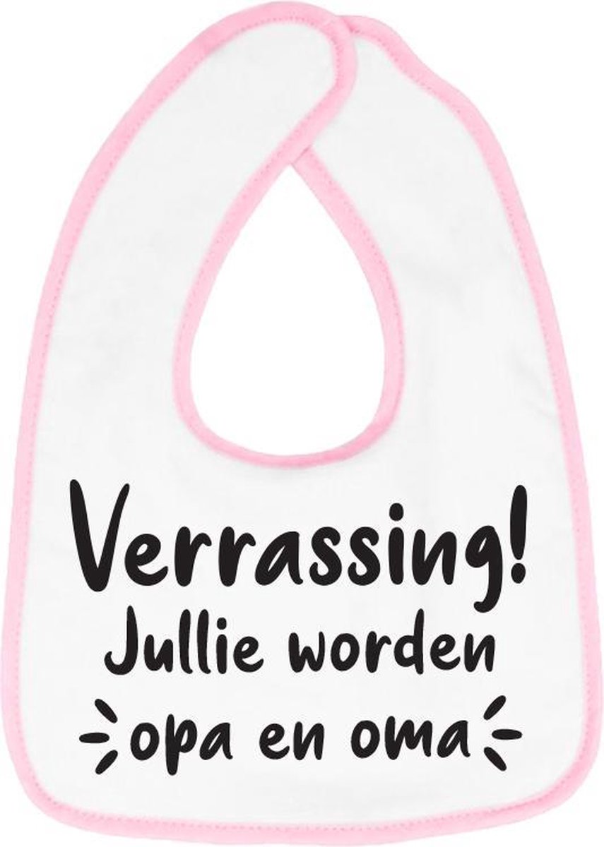 Goedkoopste Hospitrix Slabbetje met tekst Verrassing! Jullie worden opa en oma Roze - Cadeau Zwangerschap - Baby Kwijldoek - Kwijllap - Morslap - Bavette - Bekendmaking - Aankondiging Baby - Aanstaande Moeder - Moederdag