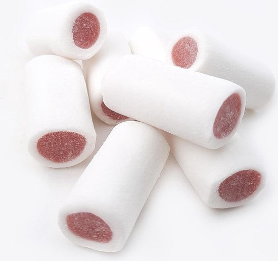 Lollywood Witte Aardbeistaafje - Snoep 1kg - Wit - Rood |